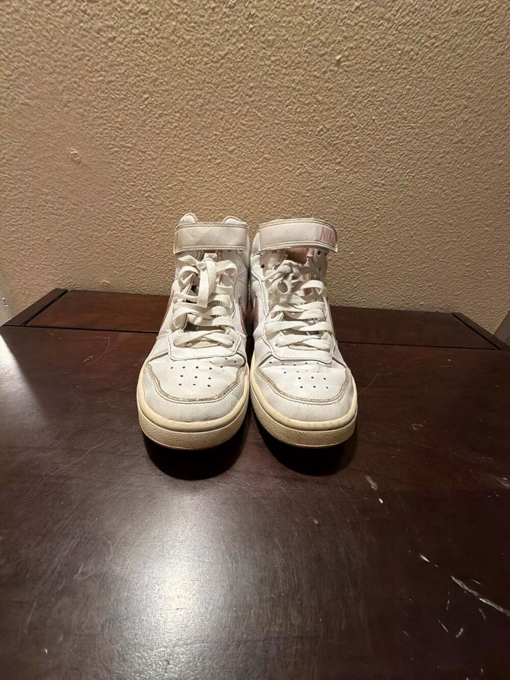 Nike Court Borough Mid 2 White and Pink Glaze Girls' Basketball Sneakers